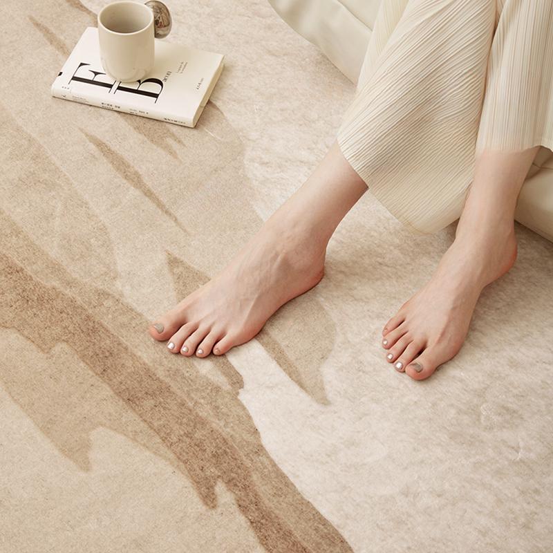 Cream Style Bedroom Decor Round Carpet Light Luxury Carpets for Living Room Anti-slip Lounge Plush Floor Mat Home Thick Soft Rug