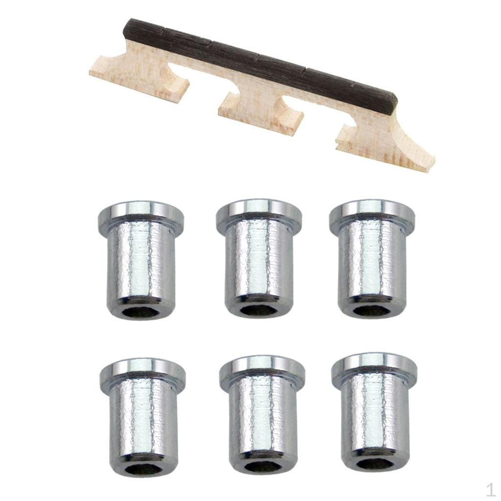 

6pcs Guitar String Thru Body Ferrules Bushing+ Banjo Rosewood Bridge