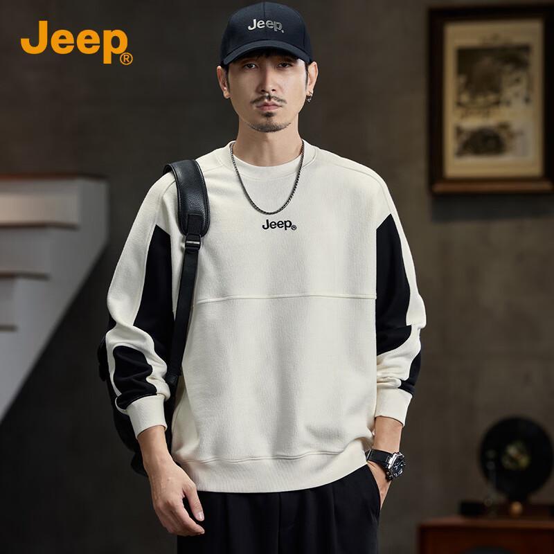 Jeep Men's Trendy Patchwork Loose-Fit Sweatshirt