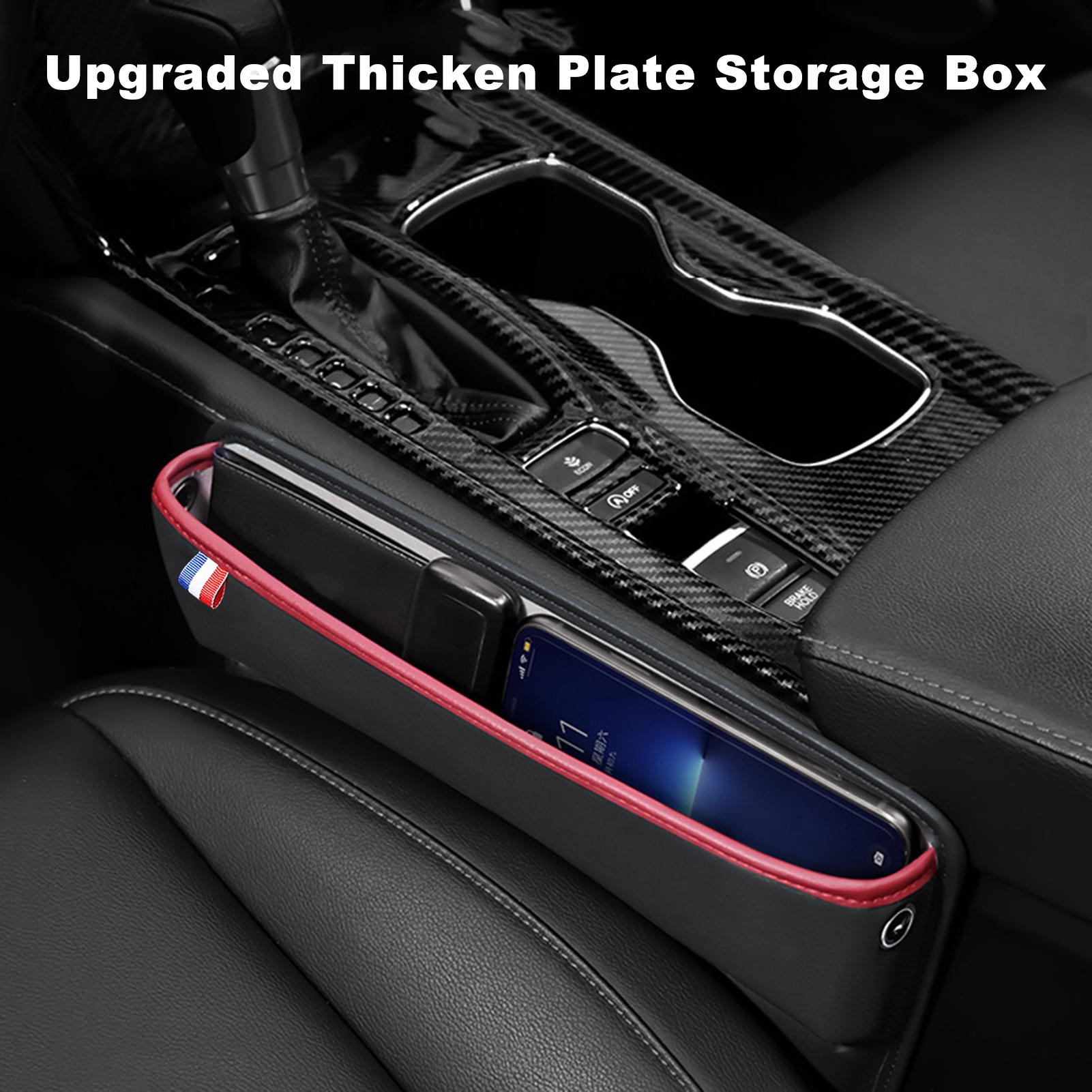 

Car Seat Gap Organizer Seat Gap Filler Storage Box Between Front Seat Premium PU Leather Console Catcher Universal чёрный