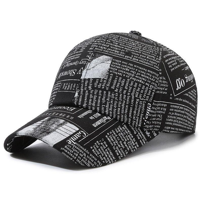 Hot Sale Unisex Casual Graffiti Newspaper Design Baseball Cap Street Hip Hop Sunscreen Outdoor Hat For Women And Men