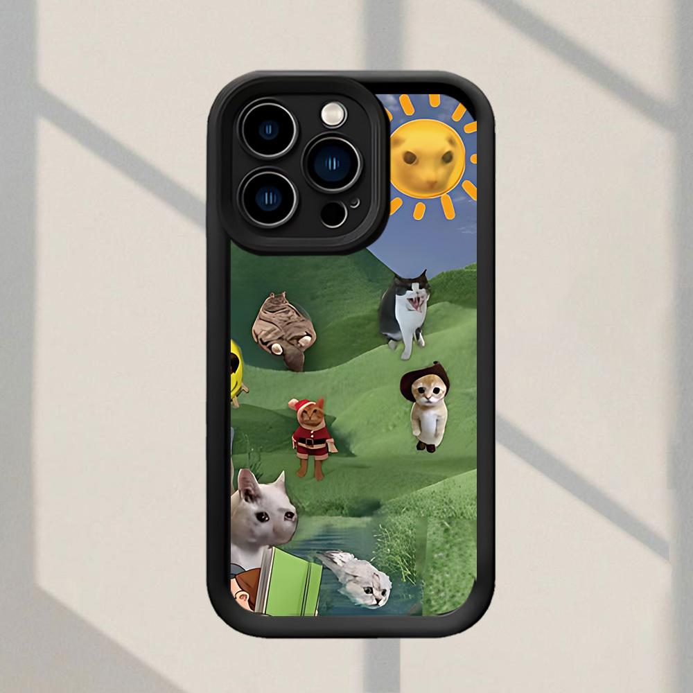 Creative Cat and Dog Pattern Phone Case Suitable for iPhone 17 16 15 14 13 12 11 Pro/Max/Plus Anti Drop and Shockproof