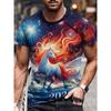 Men's Casual Short Sleeve Printed Crew Neck Pullover Men's Slim Fit T-Shirt