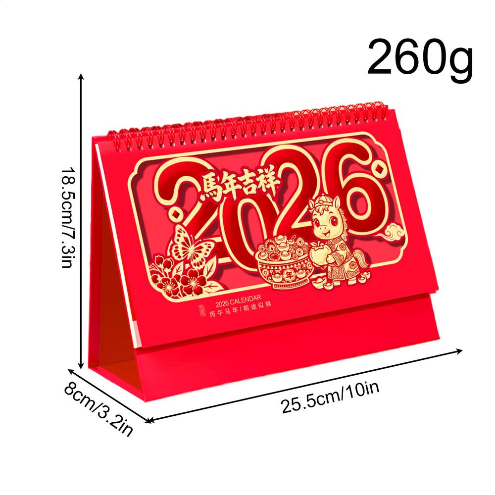 

Desktop Calendar 2026 Year Of The Horse Red Hollow Table Calendar Creative Celebration Chinese Style Monthly Calendar Home Decor
