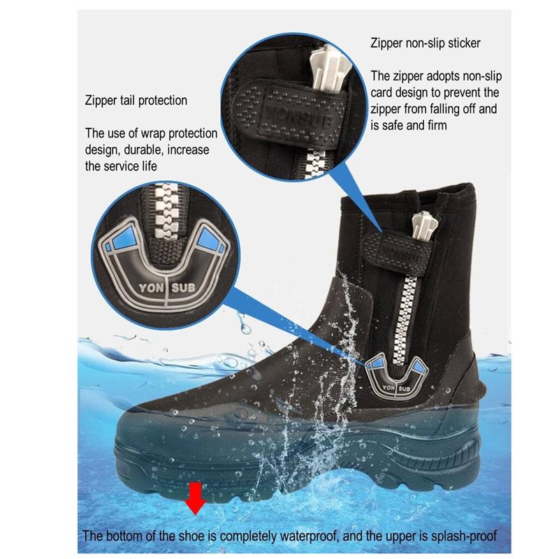 5MM Neoprene Wading Diving Boots High Top Thickened Anti-Puncture Underwater Hunting Fishing Shoes Beach Non-Slip Diving Shoes