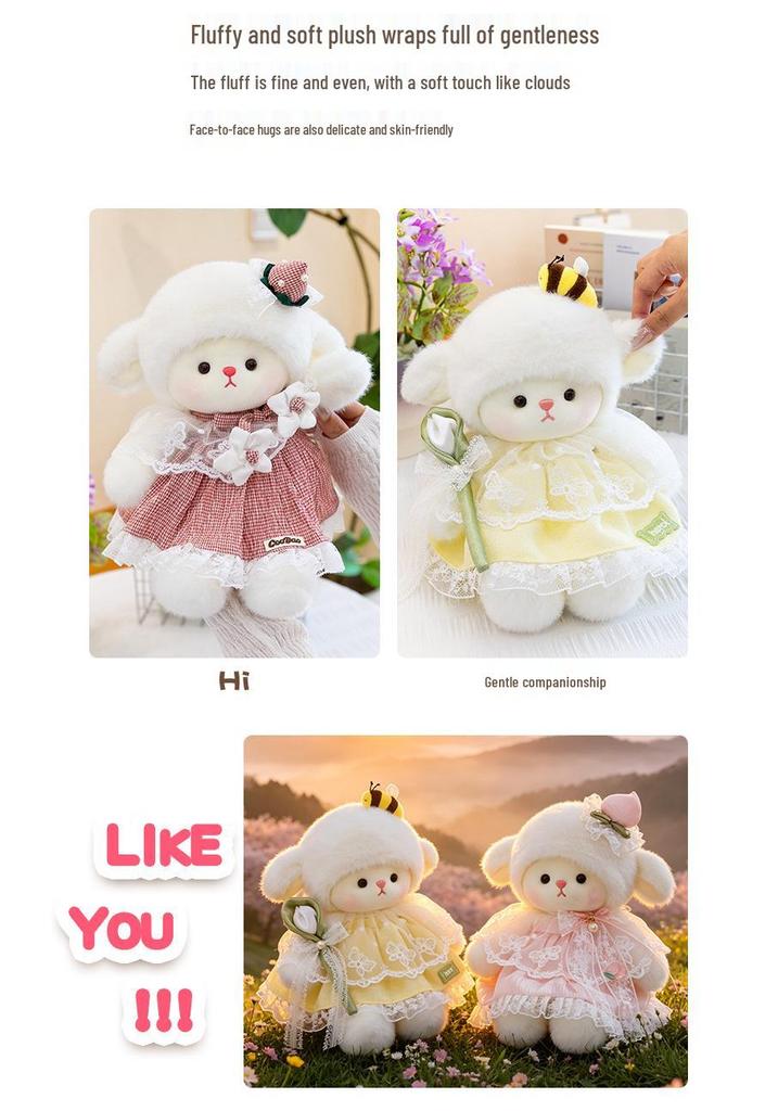 Cute Lolita Lamb Plush Toy - Soothing Woolen Doll for Children's Birthday Gift