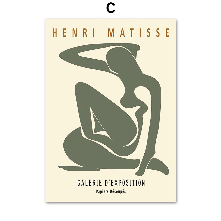 Matisse Abstract Flower Woman Posters Museum Wall Art Print Canvas Painting Sage Green Trendy Wall Pictures Living Room Decor