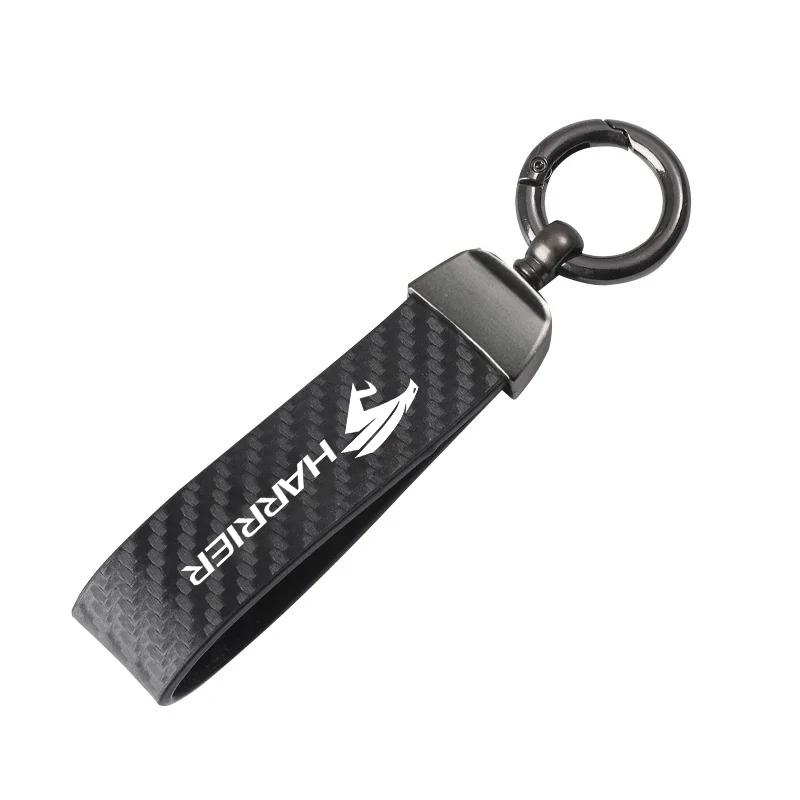 Car Carbon Fiber Style Keychain Microfiber Leather Key Chain For Toyota Harrier 30 60 80 XU30 XU60 XU80 2022 2023 Accessories