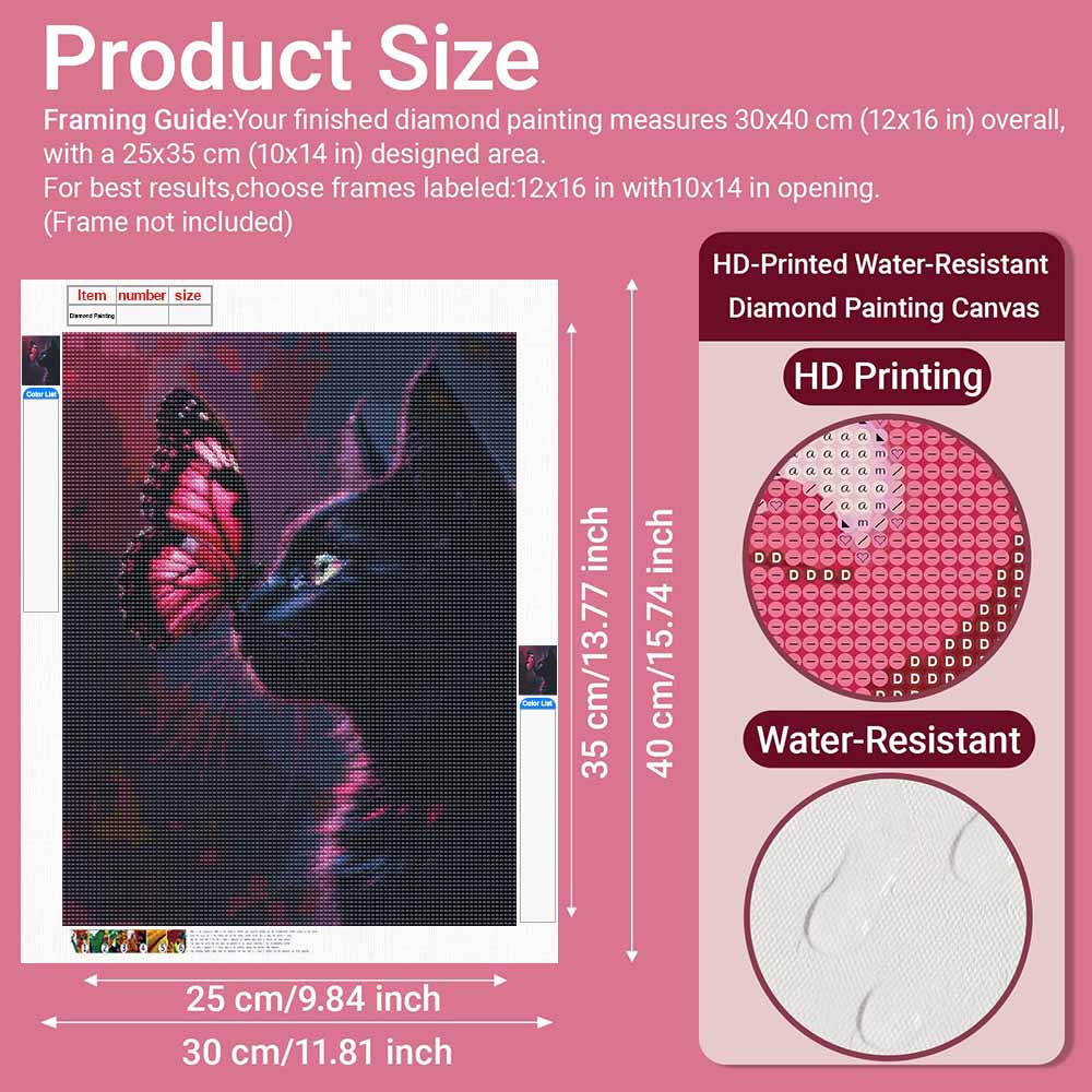 Diamond painting DIY black cat and butterfly kit for home room decoration
