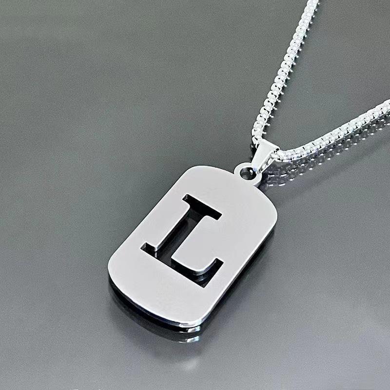 26-Letter Titanium Steel Necklace - Unisex Student & Couple Accessory, Simple, Versatile, Trendy Design