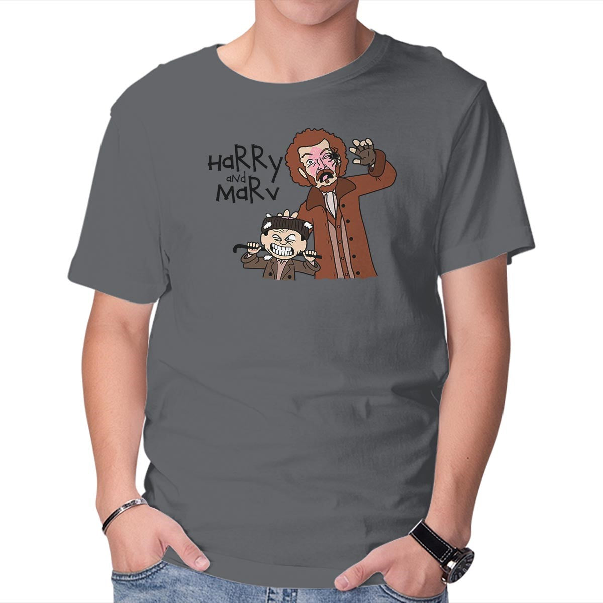 Unisex Crew Neck T-Shirt Harry and Marv! Graphic Short Sleeve Casual Tee XL