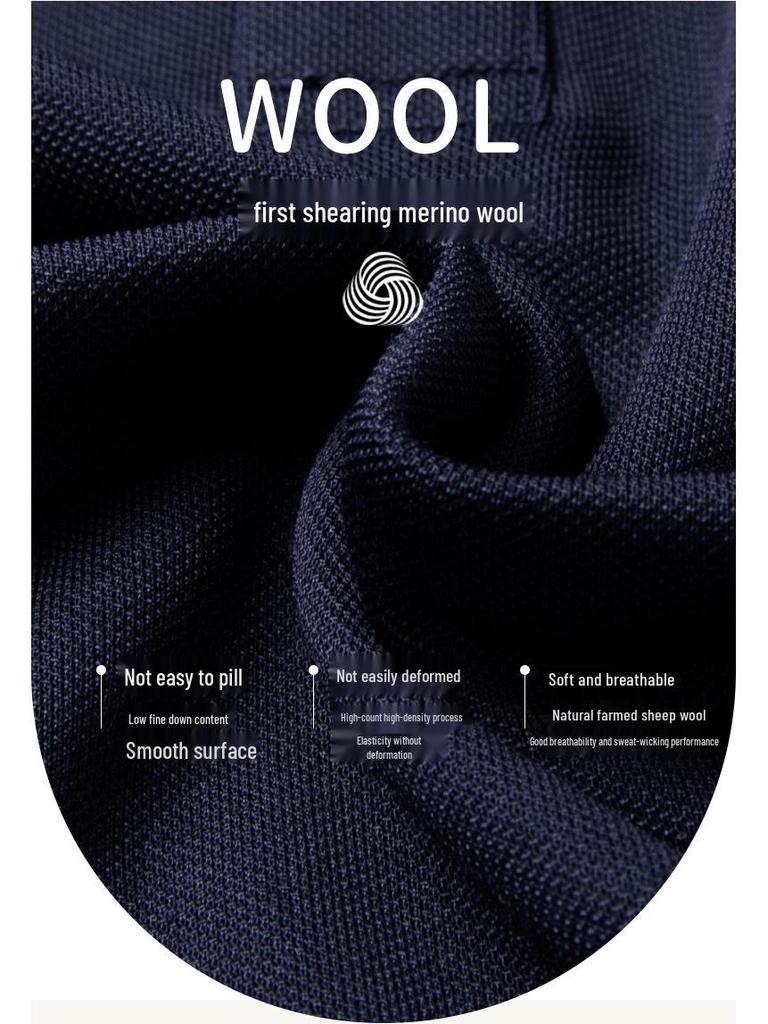 Men's Cashmere Wool & Silk Long Sleeve Polo - Spring/Autumn 2025 Edition, Versatile Dad's Turn-Down Collar Shirt