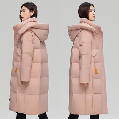 Down Jacket Women's Medium and Long Over-knee Long Thickened Warm Hooded Winter Fashion Temperament Loose Cold Clothing