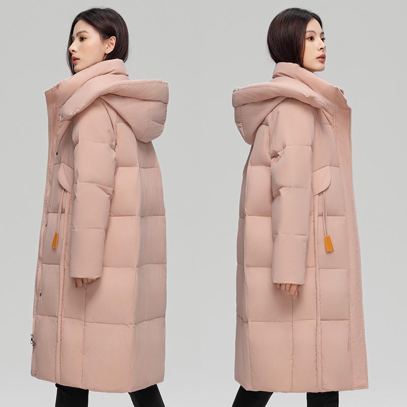 Down Jacket Women's Medium and Long Over-knee Long Thickened Warm Hooded Winter Fashion Temperament Loose Cold Clothing
