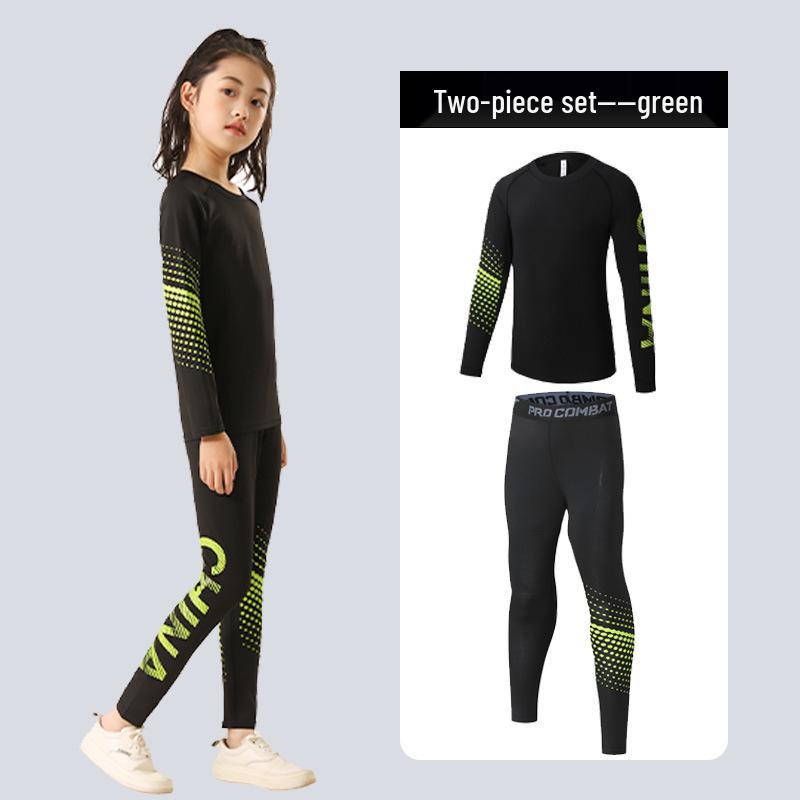 

Быстросохнущий компрессионный спортивный костюм для девочек - на флисовой подкладке с принтом в национальном стиле для баскетбола и футбола Size 26