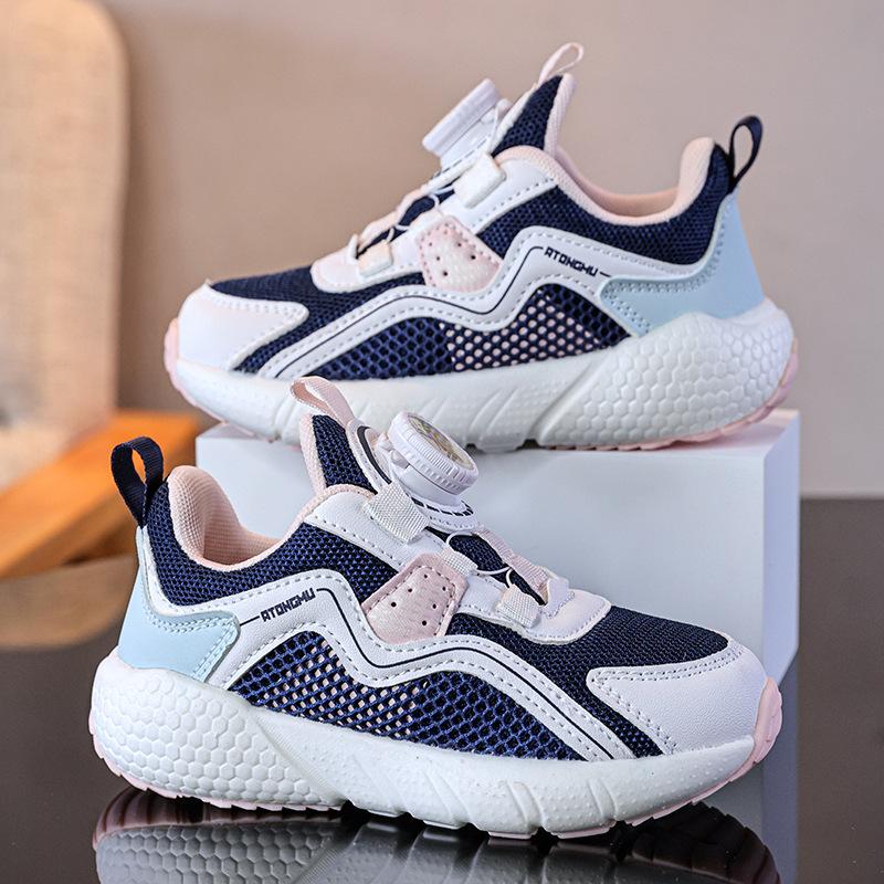 Spring and Summer New Boys Mesh Breathable Casual Non-slip Soft Bottom Rotating Buckle Technology Sports Shoes Children's Fashion Versatile