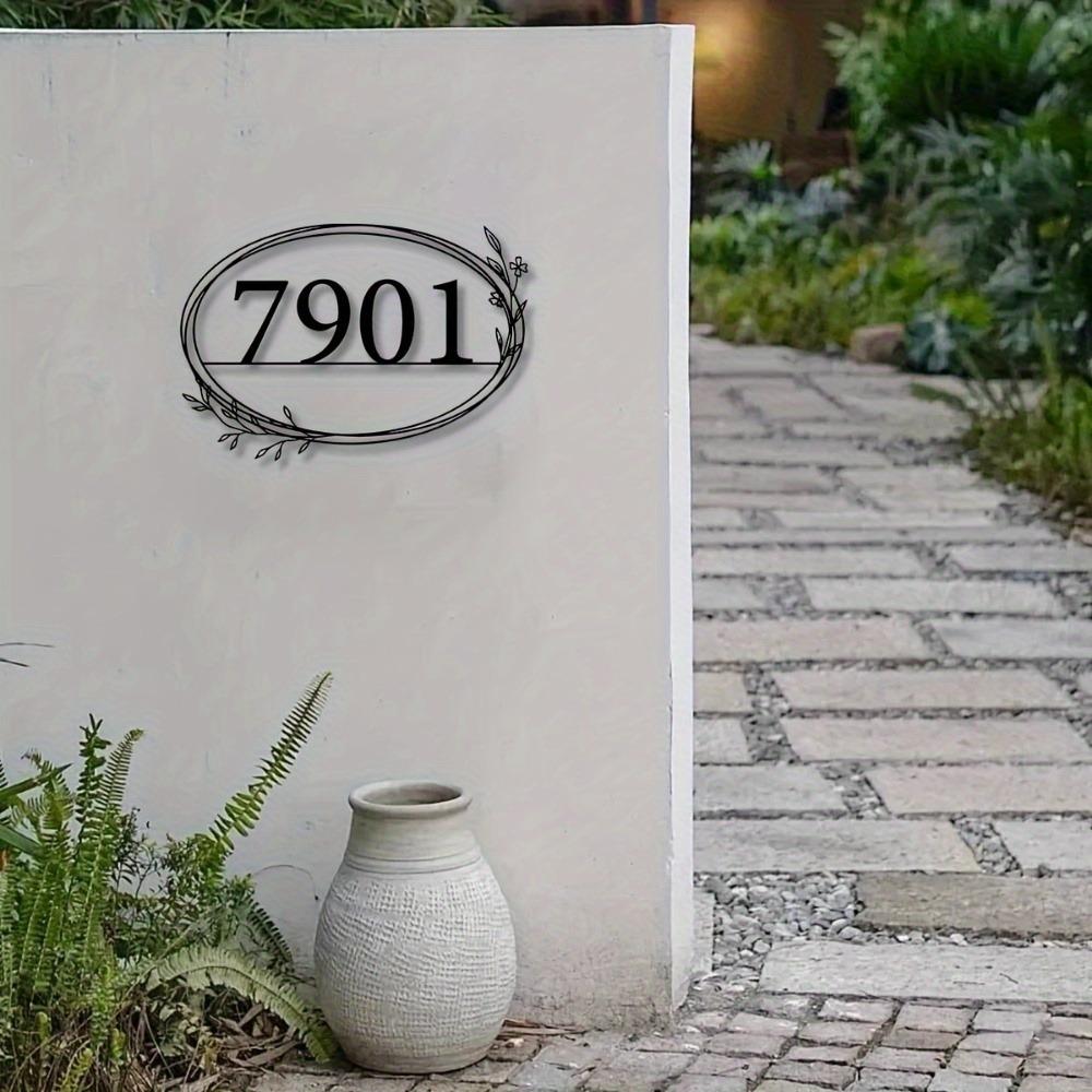 Metal Wall Art Sculpture Custom House Number Rustic Floral Sign Entryway Address Plaque Personalized Gift