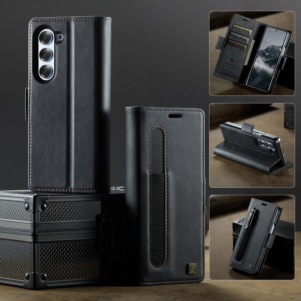 For Samsung Galaxy Z Fold5 / Z Fold6 / Z Fold7  Wallet Case with Card Slots & Kickstand, 360° Protection Leather Case