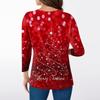 Women's Fashion Casual V Neck 3/4 Sleeve Loose  Printed T-Shirt Ladies Top