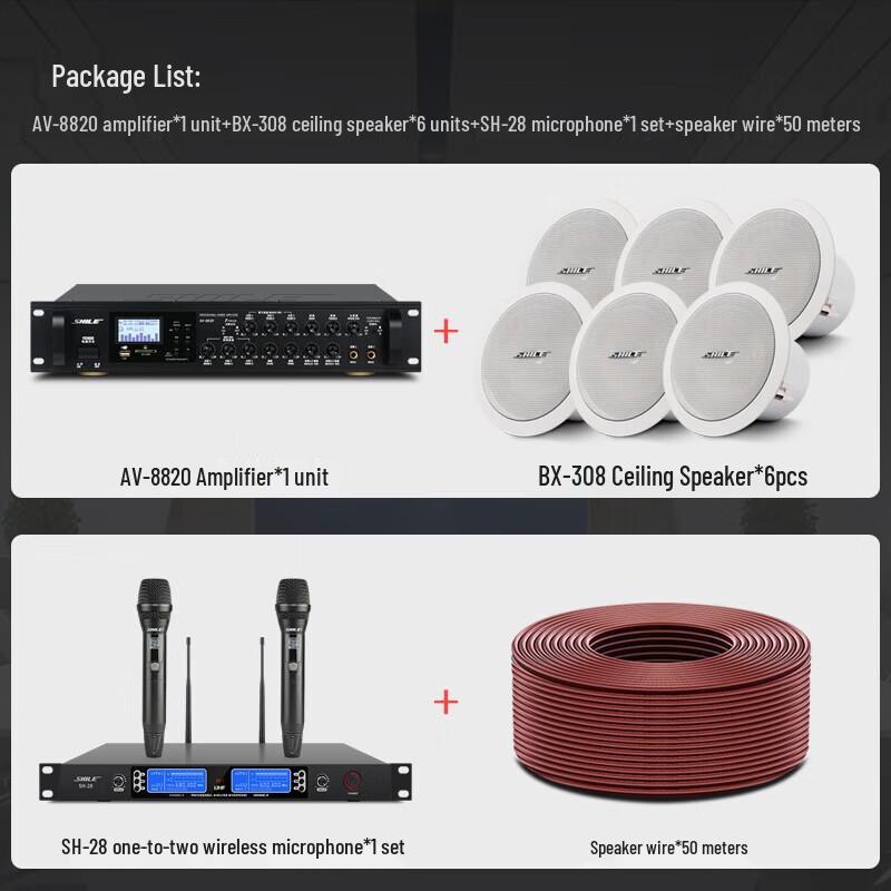 SHILE 8-inch Coaxial Ceiling Speaker System CN plug (adapter included)