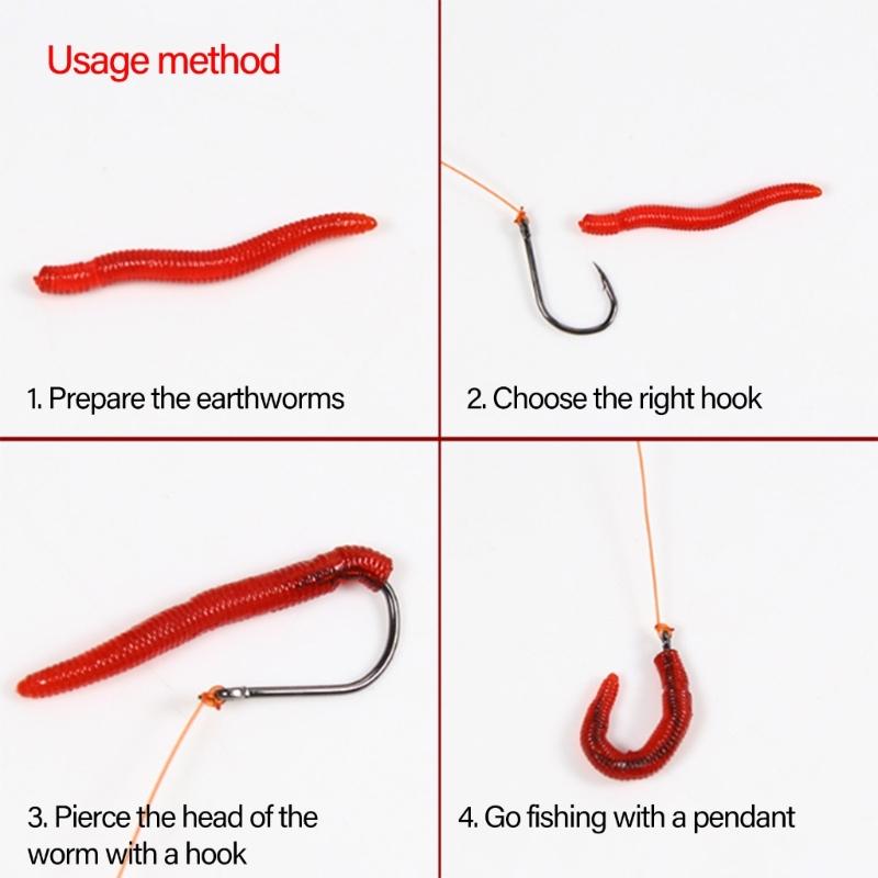 200pcs Artificial Worm Lure for Trout Rubber Fishing Lure Red Worm Earthworm Baits Fishing Tackle Accessory Soft Baits