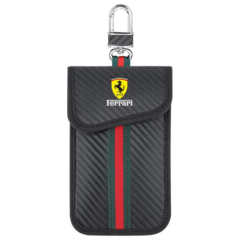

1pc Car Key Case Signal Blocker Bag RFID Shielding Pocket For Ferrari F430 Stradale Roma 488 Spider SF90 LaFerrari Portofino