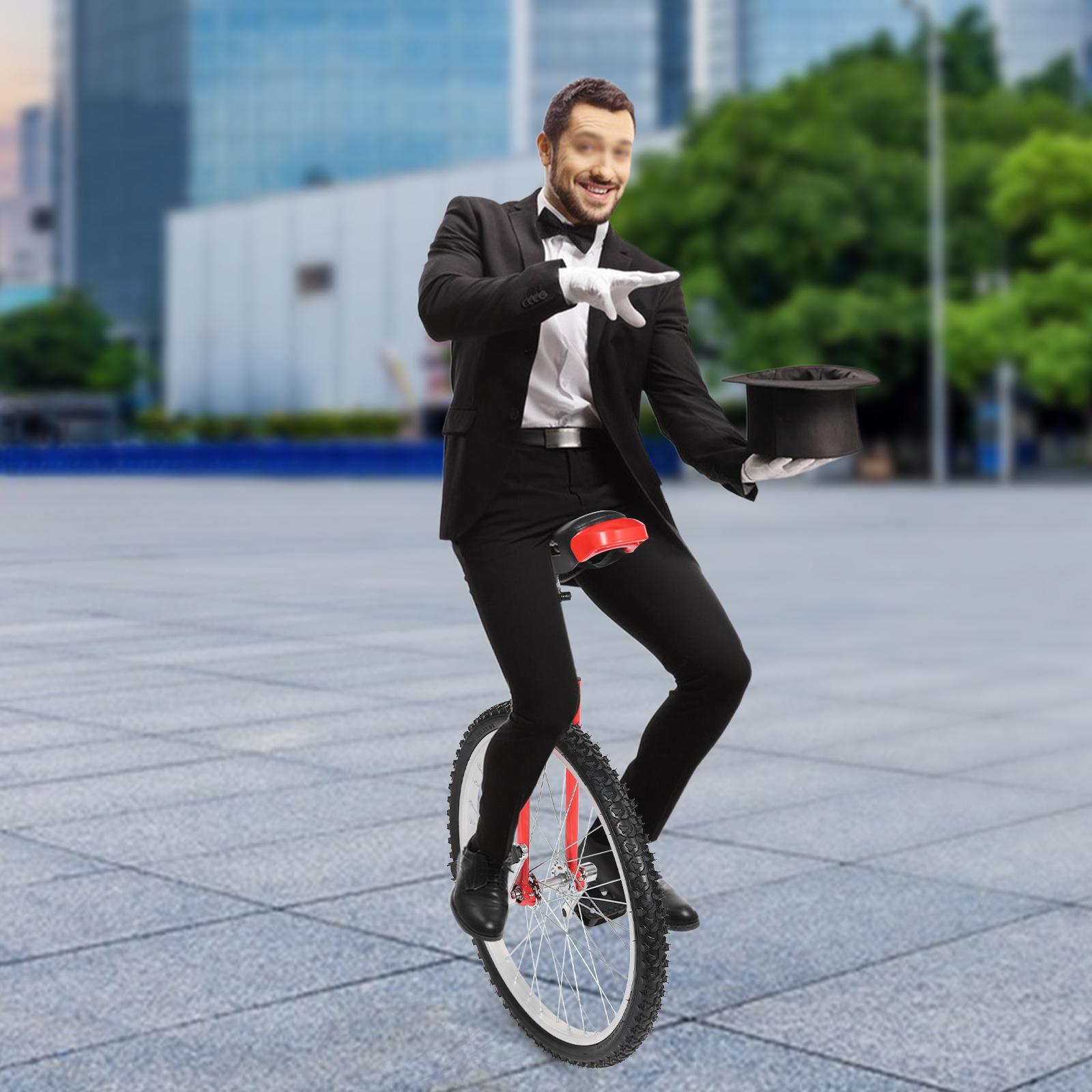 

24-дюймовый красный уличный одноколесный велосипед с нескользящими педалями - регулируемая высота, одноколесный велосипед, выдерживает 154 фунта для тренировки баланса и фитнеса красный