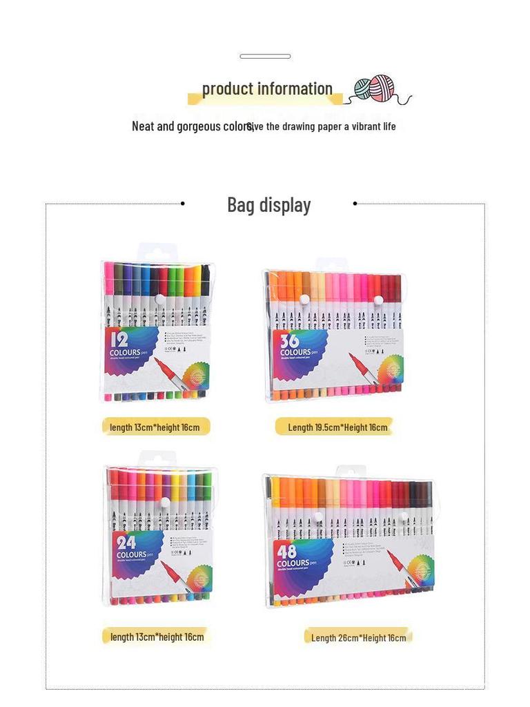 Doppelseitige waschbare wasserbasierte Marker, weiche Spitze, 48 oder 80 Farben für Kinderzeichnungen und zum Konturieren.