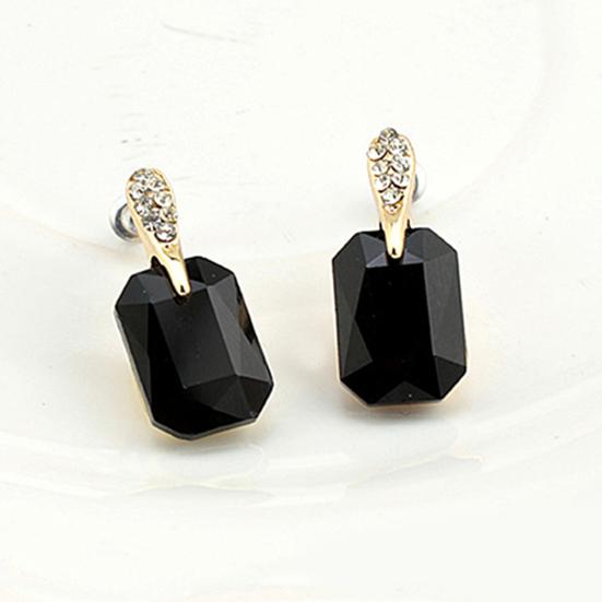 Women Elegant Rectangle Rhinestone Ear Studs Earrings Jewelry Birthday Gift