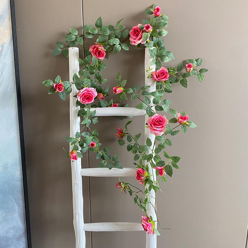 Artificial Rose Vine Wall Decor for Air Conditioner Pipes