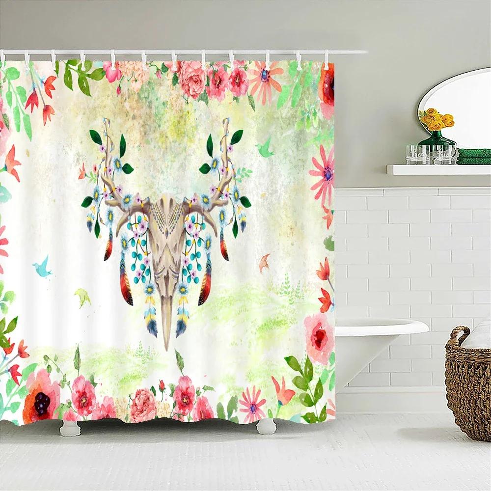 3D Printed Shower Curtains Tree Leaf Flower Plant Bathroom Curtain Waterproof Fabric Curtains Polyester Bath Screen