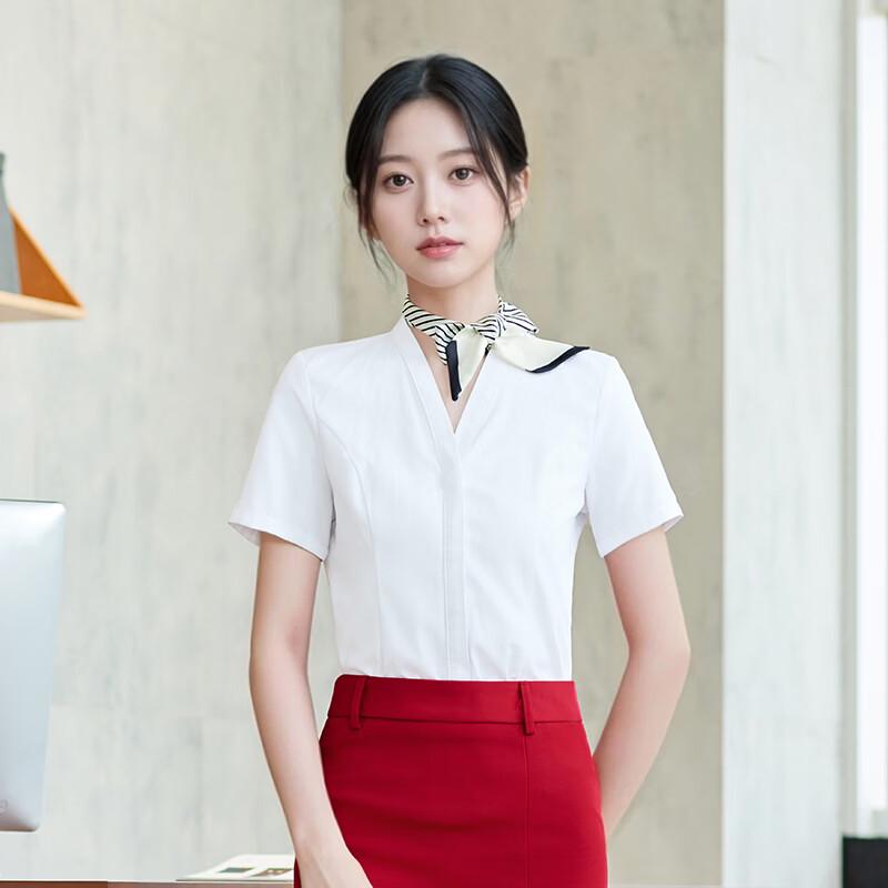 

Women s V-Neck Short Sleeve Professional Work Shirt 2XL