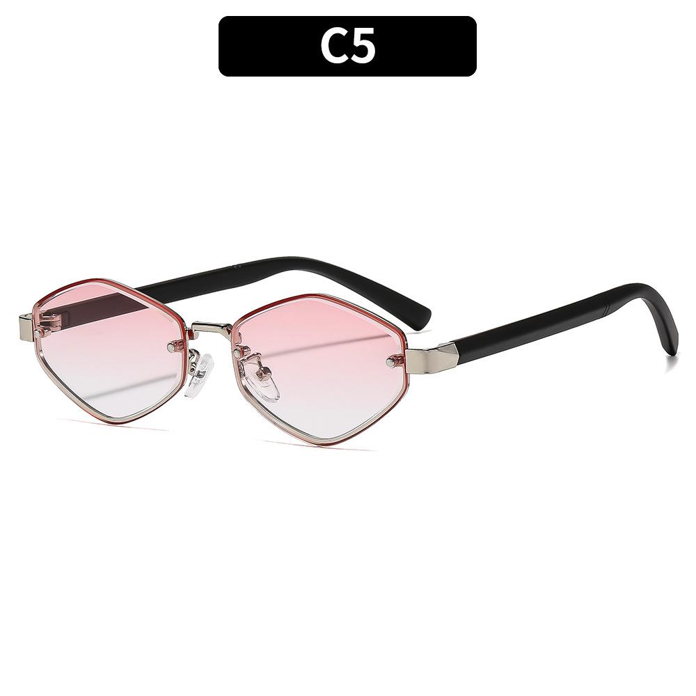 Women's sunglasses, men's and women's retro polygonal metal sunglasses