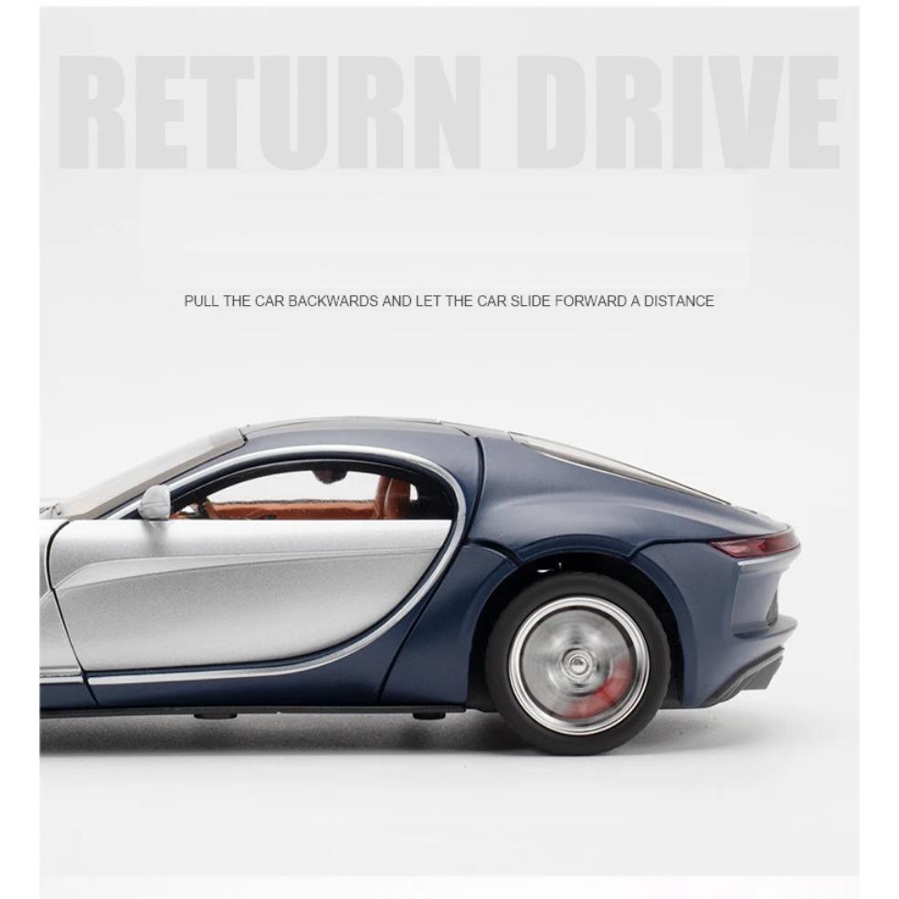 1/24 Bugatti Atlantic Supersportwagen Legierung Spielzeugauto Modell Radlenkung Sound und Licht Kinderspielzeug Sammlerstücke Geburtstagsgeschenk