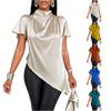 Blouse en Satin Asymétrique Tendance Ample pour Femme