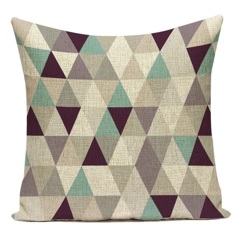 Decorative Throw Pillows Case Simply Green Geometric Polyester Sofa Cushion Cover For Living Room Home Decoration