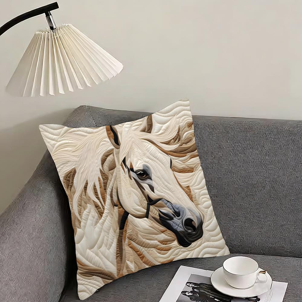 Printing Stylish Horse Fashion Cushion Cover Pillowcase Ultra Soft Skin Friendly Fabric Cloud Like Comfort  Concealed Zipper