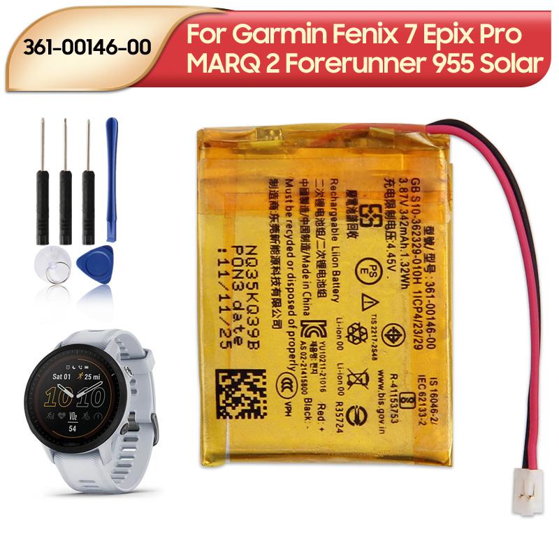 Wiederaufladbarer Lithium-Akku für Garmin Fenix 7 Epix Pro MARQ Gen 2 MARQ 2 Forerunner 955 Solar 361-00146-00 Smartwatch 342mAh