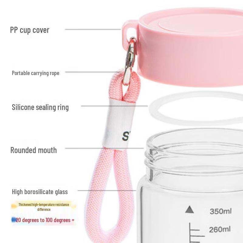 LINGCHEN Portable High Borosilicate Glass Water Bottle