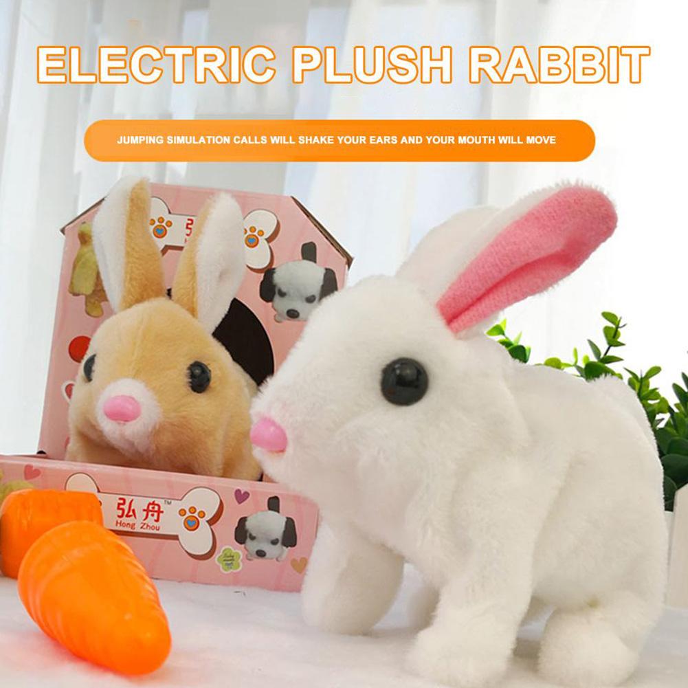 Electric Rabbit Plush Toy Cute Cartoon Animal Bunny Jumping Movable For Kids Children Toys Pet R4O3