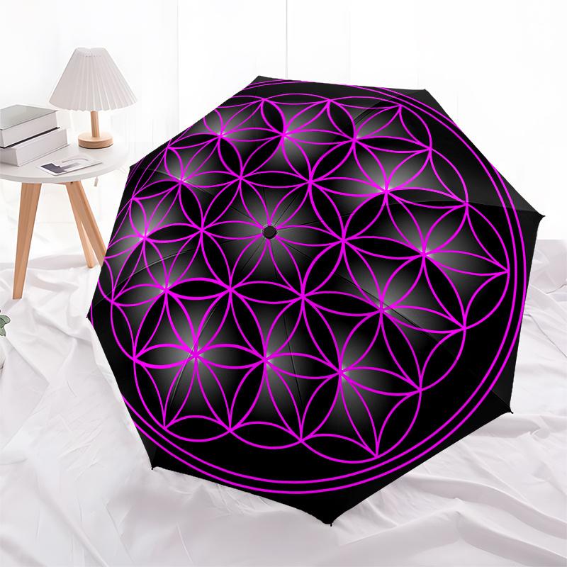 Flower of Life Mandala Art Print - Sacred Geometry DecorUmbrella, Portable 3-Fold Umbrella for Men & Women,Christmas Gift ES70