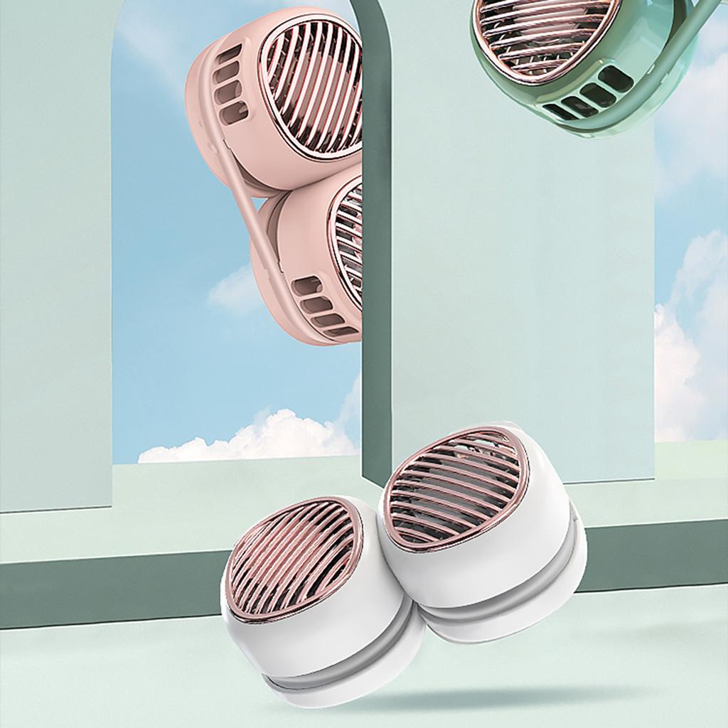 Mechanical Operation Battery-powered Fan Lazy Leaf-Less Hanging Neck Fan Long Battery Life for Sports and Travelling