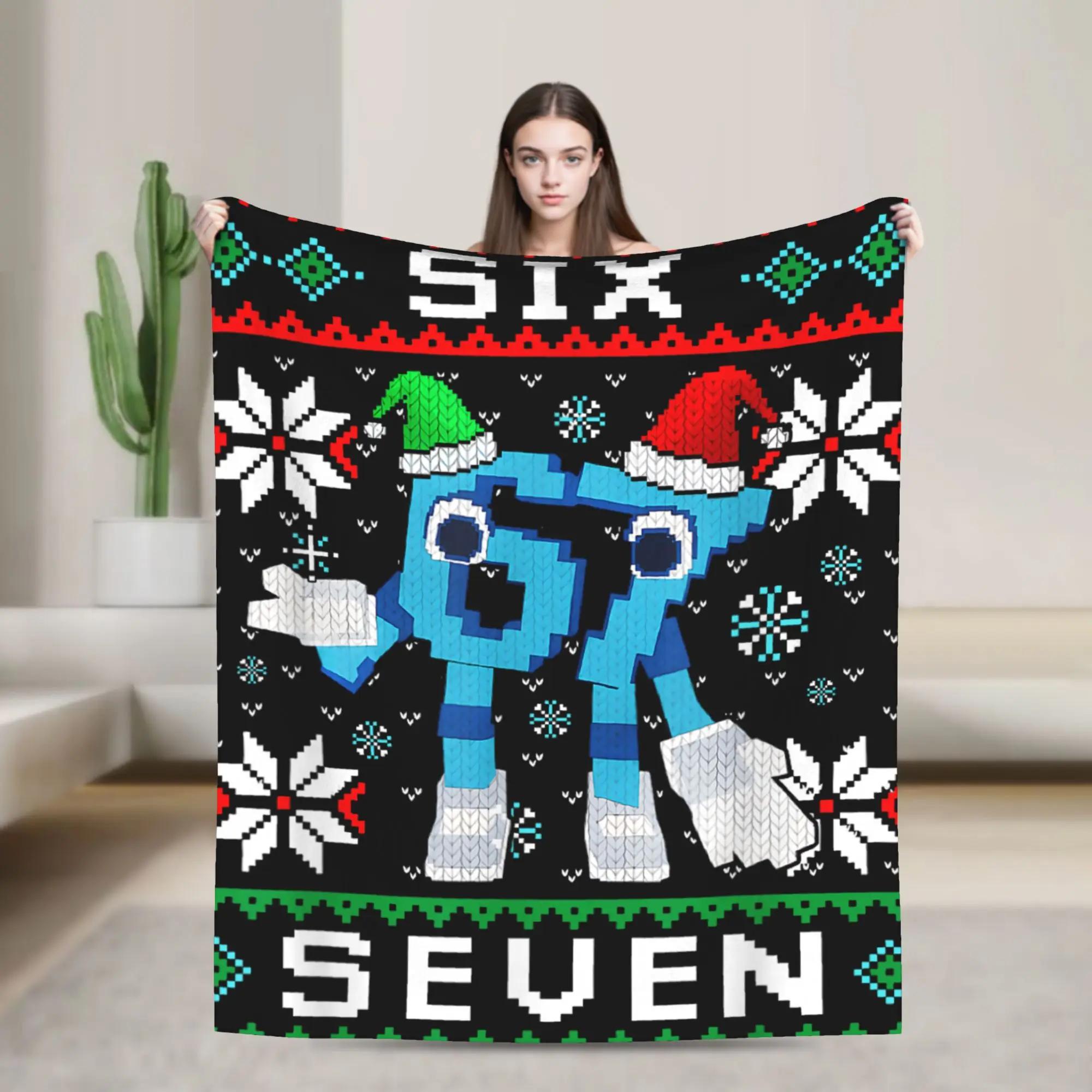 Meme  Six Seven   Italian Brainrot Christmas Funny Blanket Warm Novelty Plush Throw Blanket For Kids Home Decor Bedspread 100x150cm