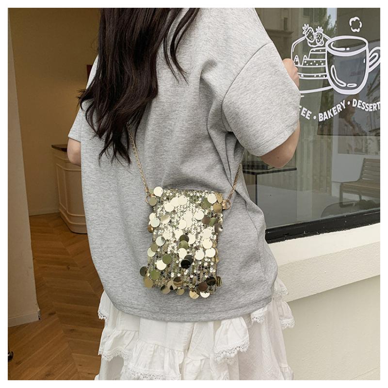 New Portable Sequined Shoulder Bag Large Capacity Multifunctional Phone Purse Chain Crossbody Bag Women