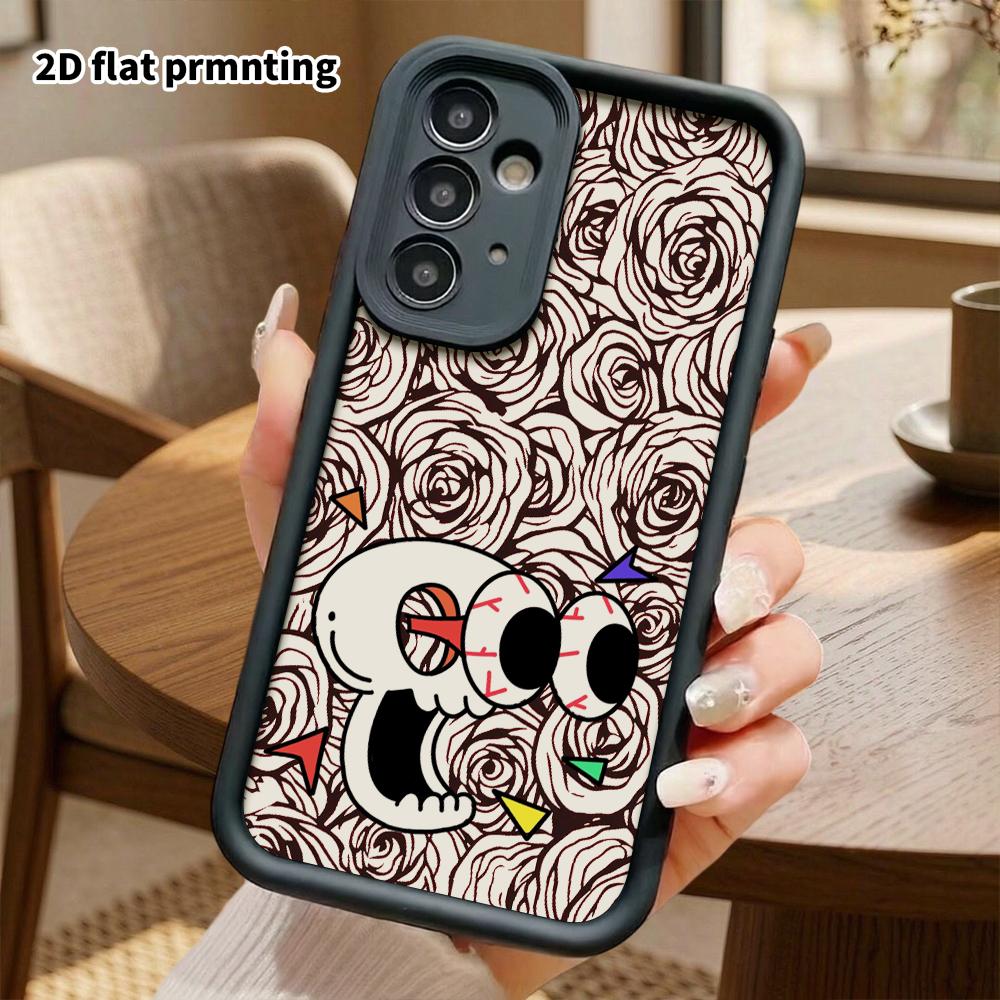 Phone Case: 2D Flat Samsung Galaxy A34 A35 M05 M06 S20 S22 S21 FE Plus 5G Protective Case, Cartoon Skull, Christmas and Halloween Gift