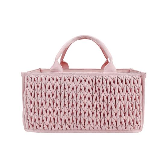 

Плетеный Стеганый Органайзер для Подгузников Корзина для Хранения в Детскую в Стиле Бохо с Отделениями Портативная Ручка Контейнер для Влажных Салфеток и Подгузников Необходимое для Новорожденного розовый