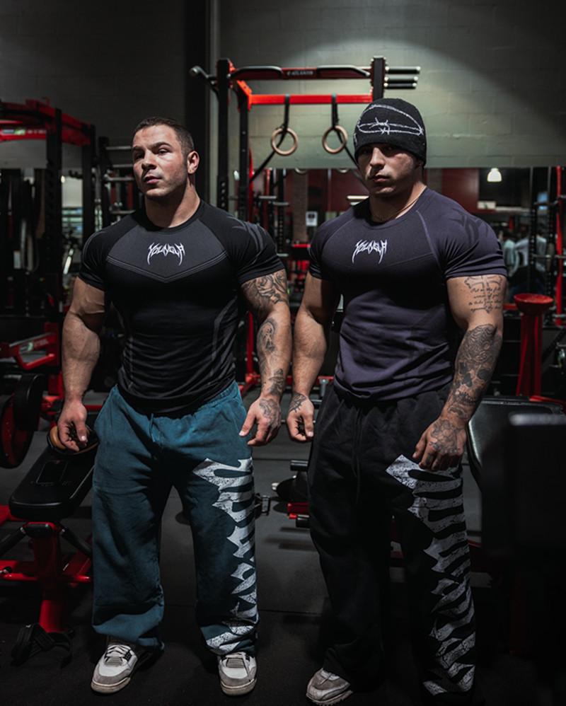 YOUNGAL Men's High Elastic Short Sleeve Fitness T-Shirt