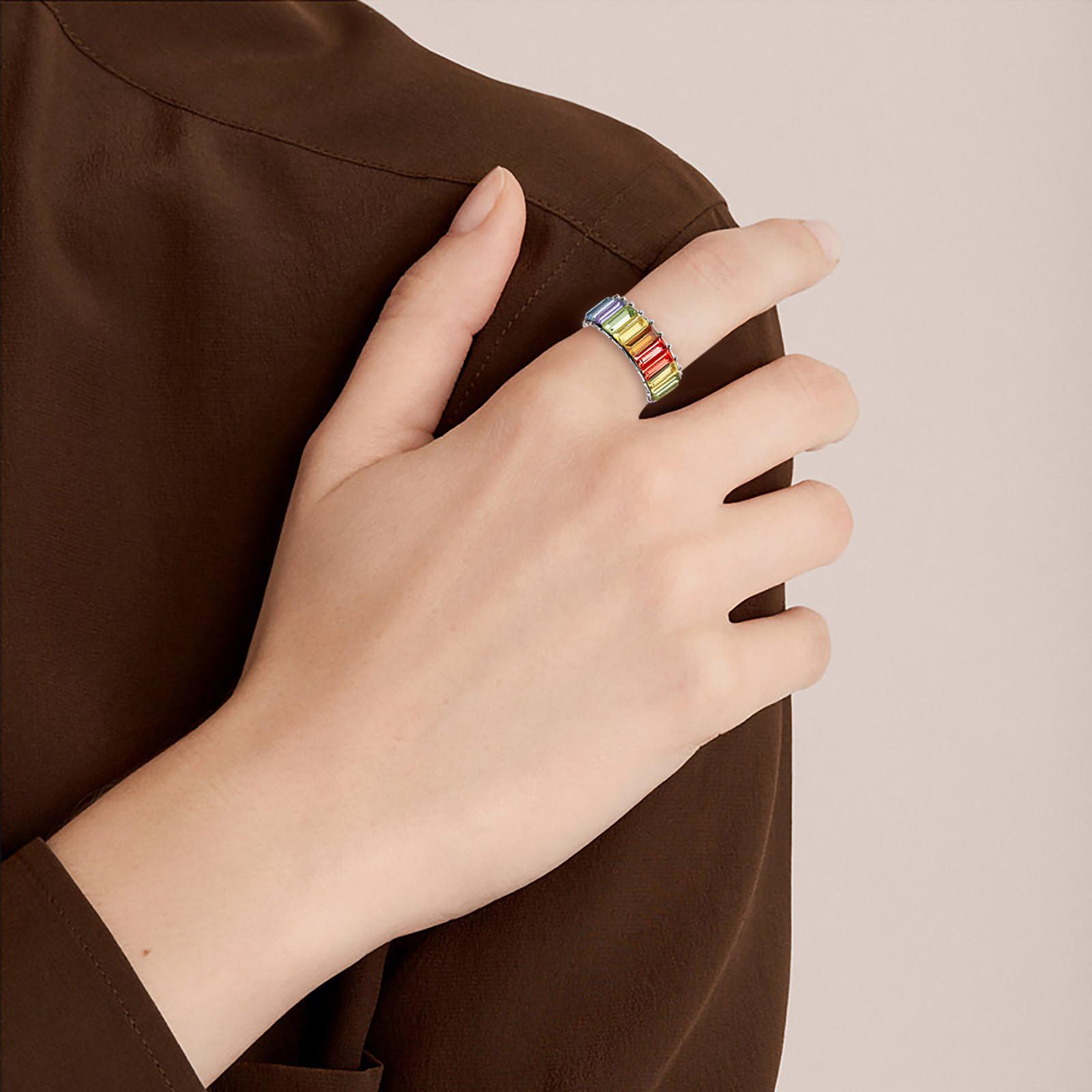 

Vintage Exquis Full Drill Multicolor Geometry Rings Ladies Jewelry