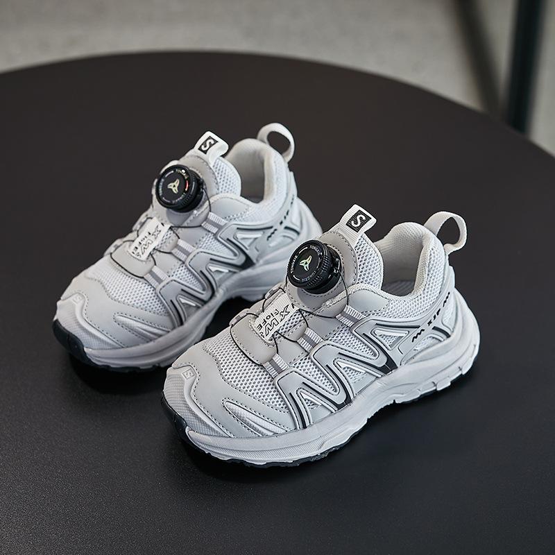 Children's Sports Shoes 2025 Spring New Boys Mesh Dad Shoes Breathable Casual Shoes Rotating Button Girls Shoes