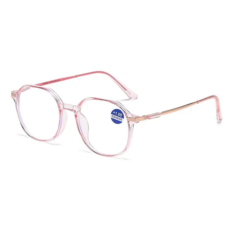 Fashion Transparent Round Frame Reading Glasses High-definition Elderly Anti-blue Light Presbyopia Finished Hyperopia Eyeglasses